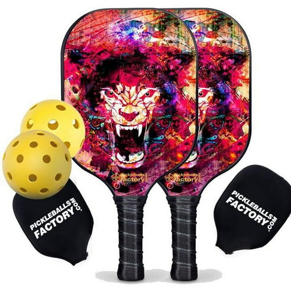 Pickleball Factory PB0002-3-G Best Pickleball Set - Pickleballtournament Paddle, Glassfiber Graphite