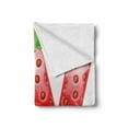 thumbnail image 2 of Letter W Soft Flannel Fleece Blanket, Capital W with Strawberry Green Leaves Harvest Yield Pattern Alphabet, Cozy Plush for Indoor and Outdoor Use, 60" x 80", Vermilion Green Orange, by Ambesonne, 2 of 6