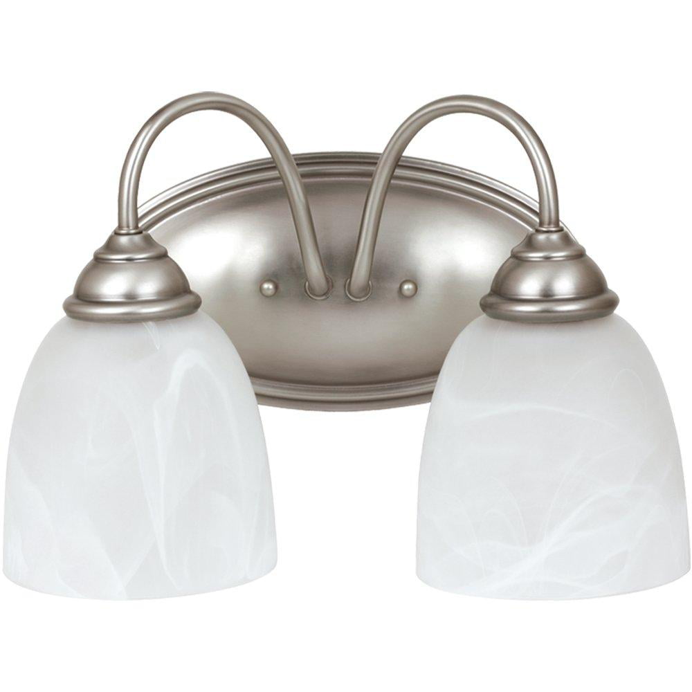 Sea Gull Lighting 41181BLE-965 Bath Vanity with Etched White Glass Shades Antique Brushed Nickel Finish 