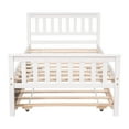 thumbnail image 3 of Bellemave Twin Size Platform Bed with Trundle, Wooden Bed Frame with Headboard and Footboard Twin Bed Frame with for Teens, No Box Spring Needed (White), 3 of 11