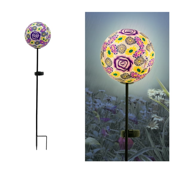 Forever Gifts Inc. Purple Paper Mache Ball Solar Stake Light