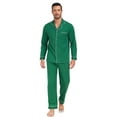 thumbnail image 3 of EA'S SECRET Men's Pajama Set 100% Cotton Soft Long Sleeve Pajamas Lounge Pjs Button-Down Notch Collor Sleep Sets Lightweight Pj Cozy Sleepwear(Green,S), 3 of 7