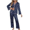 thumbnail image 2 of Qepwscx 2 Piece Womens Pajamas sets Button Up Top long Sleeves Shirt and Pant Sleepwear with Heart Print Pjs for Women Nightwear Loose Fits Elastic Waist Loungewear Comfy Outfits, 2 of 4
