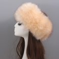 thumbnail image 4 of Eoperou Women Hat Faux Fur Empty Top Elasticity Solid Color Thickened Headband Autumn Winter Fluffy Windproof Hat Riding Supplies, 4 of 8