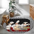 thumbnail image 3 of Round Rugs 3.3 Ft, Chef Non Slip Area Rugs for Kitchen Bedroom Entryway, Cartoon Cute Watercolor Cooking Black Plaid Washable Carpet Runner Rug Floor Mats for Bedroom Home Decor, 3 of 8