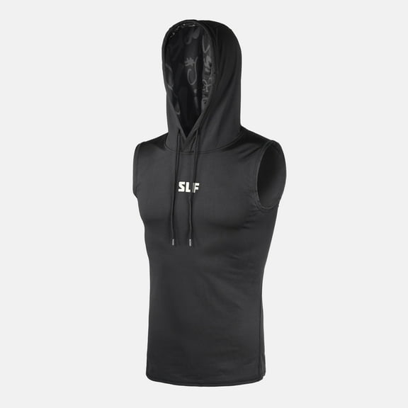 Black Sleeveless Compression Hoodie