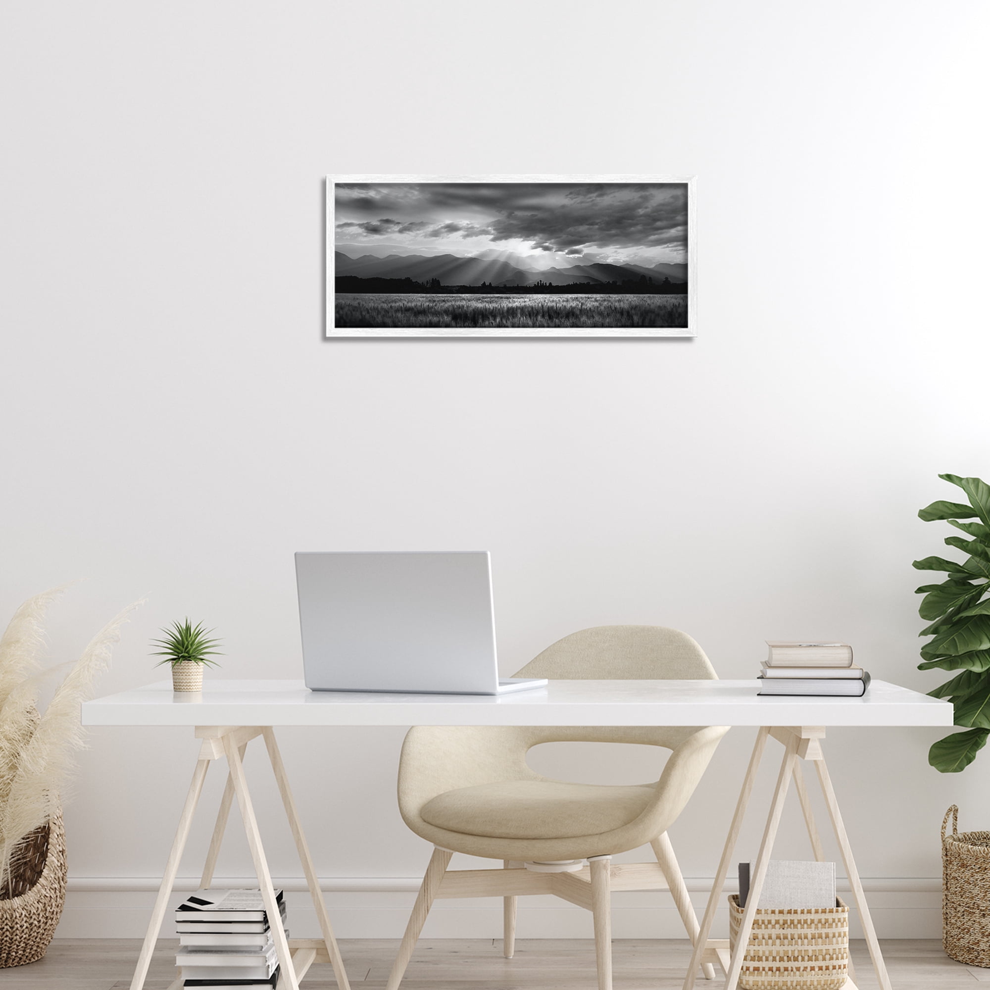 Stupell Industries Mountain Morning Sunbeams White Framed Giclee Art, design by Steve Toole
