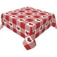 thumbnail image 2 of Valentine''s Day Tablecloth 60x60 Inch Square, Red Checkered Love Hearts Table Cloth, Valentines Tablecloths Polyester Fabric Farmhouse Decorative for Valentine Wedding Home Kitchen Dining Party, 2 of 7