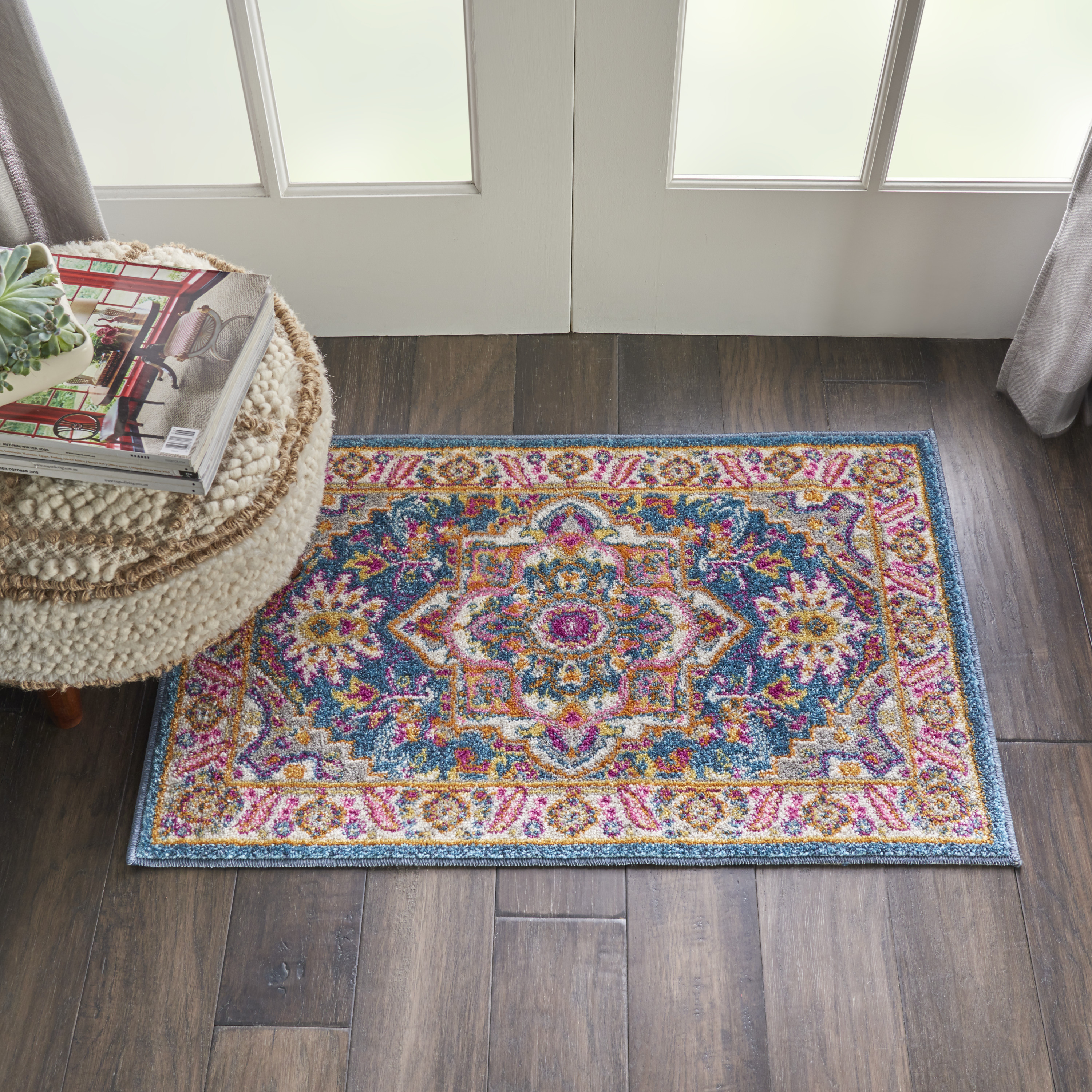 Nourison Passion Teal Multicolor 1'10" x 2'10" Area Rug, Boho