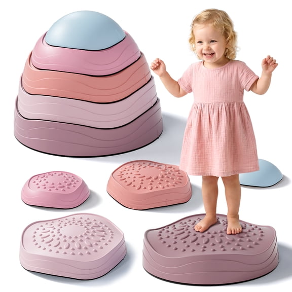 Stepping Stones for Kids, Upgraded Support Bones Toddler Stepping Stones, 5 Pcs Non-Slip Balance Stepping Stones, Up to 220lbs, Coordination Skills Sensory Toys for Ages 2 3 4 5 6  Girls