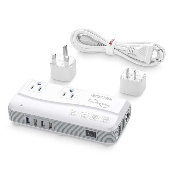 BESTEK Power Converter for International Travel, 220v to 110v Voltage Converter Adapter - Works for Curling Iron Overseas in European/UK/Ireland/Australia and More - 6A USB w/QC3.0