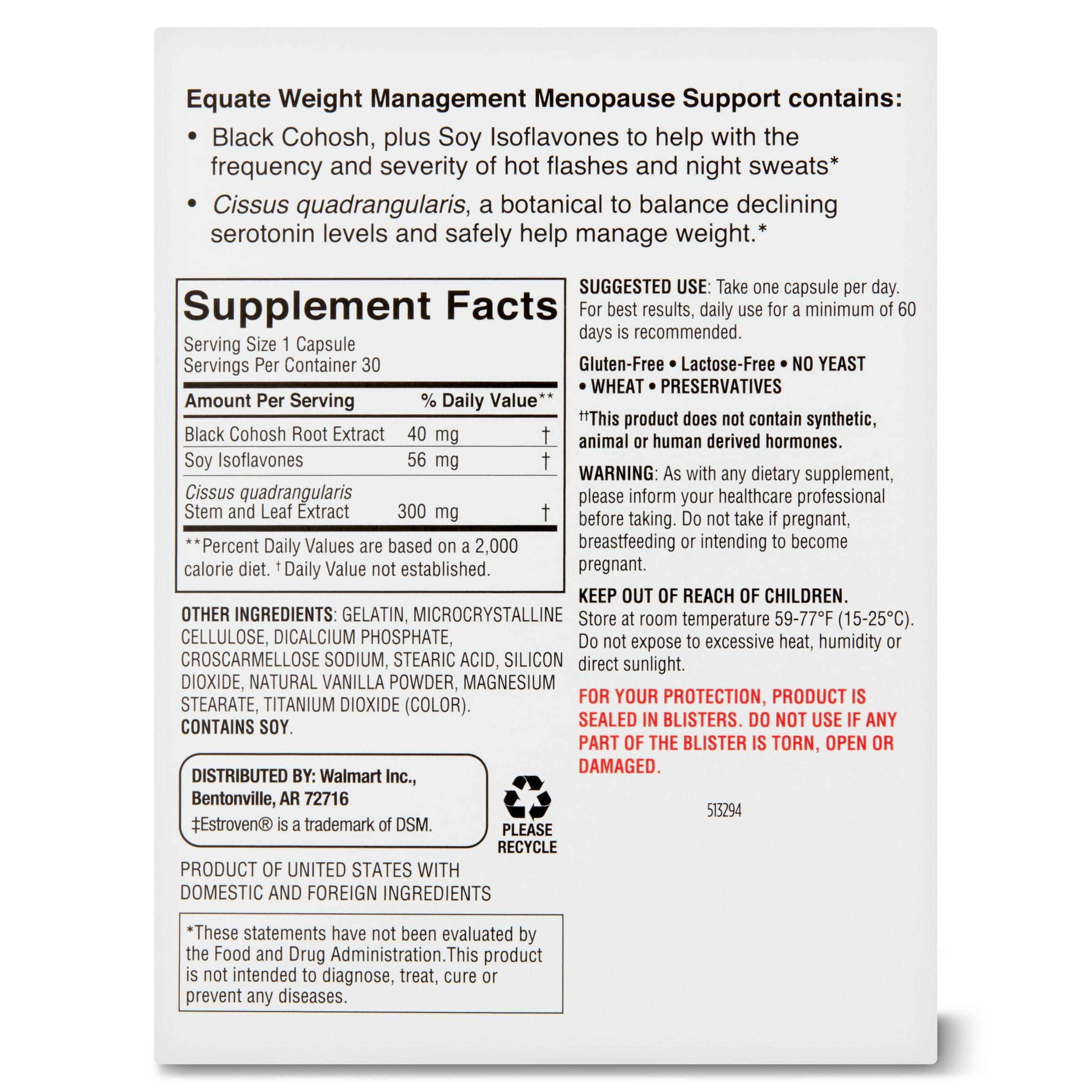 Equate Menopause Support Weight Management Dietary