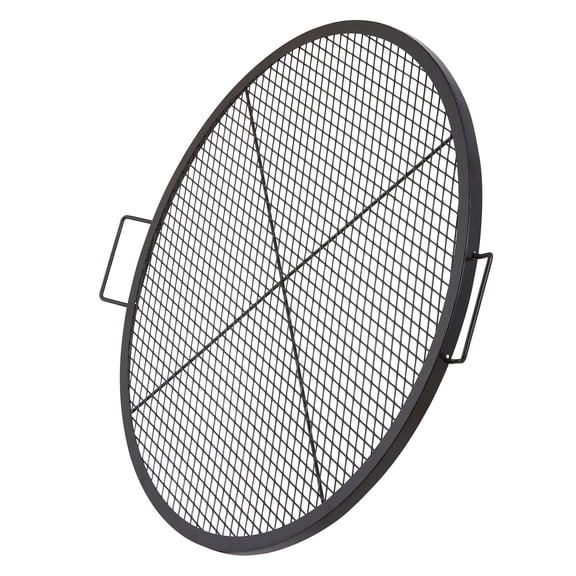 Heavy Duty 36-Inch Round Fire Pit Grill Grate by X-Marks, Campfire BBQ Grid with Support X Wire & Handle, Perfect for Outdoor Gatherings & Grilling
