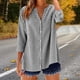 thumbnail image 1 of TaTaai Women's V Neck Flannel Top, 3/4 Sleeve Button Up Blouse, Loose Fit Plaid Casual Shirt for All Seasons Gift, 1 of 6