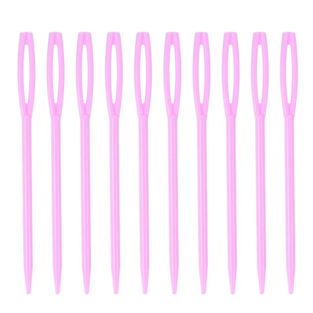 90uds Agujas de coser de plástico 7cm Grandes ojo rosa Unique Bargains