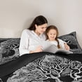 thumbnail image 5 of jejeloiu Tree Of Life Queen Comforter Set,Gray Black Bedding Comforter Set For Girls Kids Reversible 3 Pieces, 5 of 8