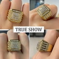 thumbnail image 2 of Flydeer Rings for Men Titanium Steel Hip Hop Iced Out Rings Square Yellow Men Rings Punk Ring Club ring Size 11, 2 of 8