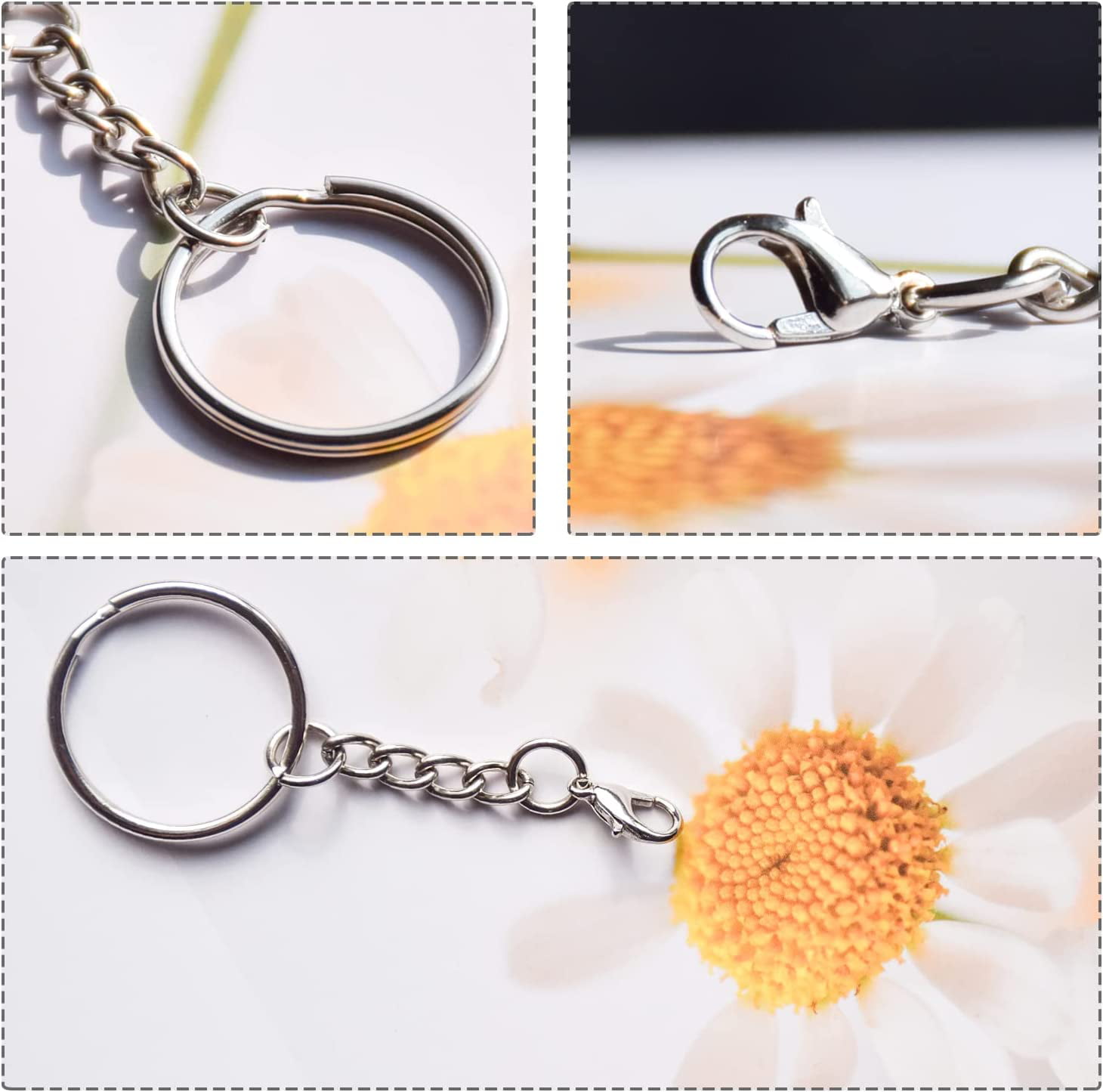 Keychain Rings with Chain, 50PCS Key Chain Kit Include Split Key Ring with  Chain,Open Jump Rings,Lobster Clasp,Keychain Ring for Crafts,Resin and  Jewelry Making Supplies 