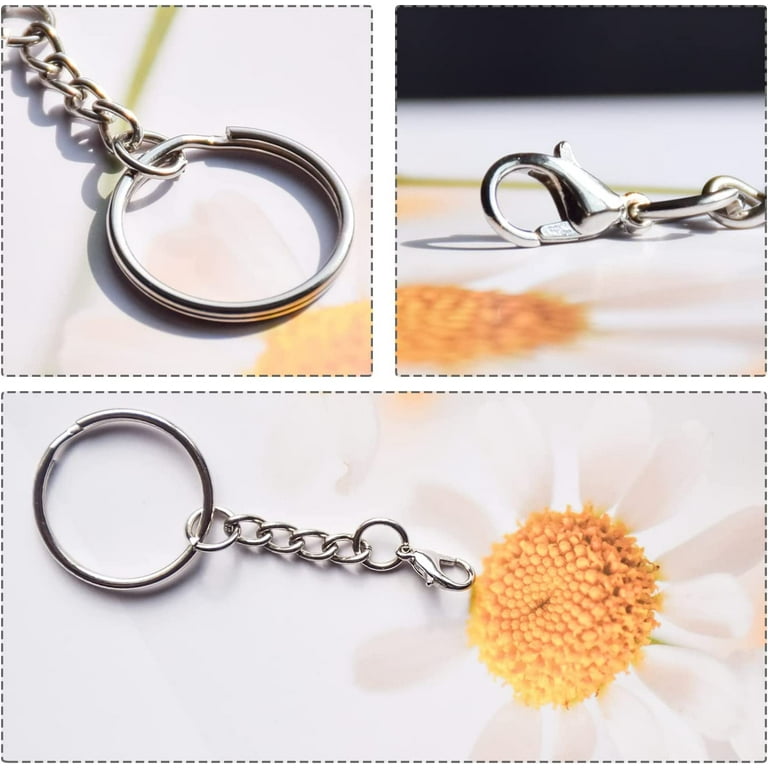 Suuchh Keychain Rings with Chain, 50pcs Key Chain Kit Include Split Key Ring with Chain,Open Jump Rings,Lobster Clasp,Keychain Ring for Crafts,Resin