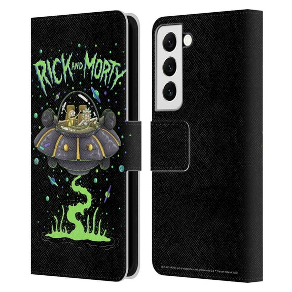Head Case Designs Officially Licensed Rick And Morty Season 1 & 2 Graphics The Space Cruiser Leather Book Wallet Case Cover Compatible with Samsung Galaxy S22 5G