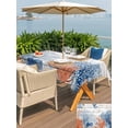 thumbnail image 5 of Outdoor Tablecloth with Umbrella Hole for Patio/Picnic/Party/Camping, Orange Navy Blue Coral Waterproof Table Cloth Rectangle Table Cover Washable, Summer Beach Coastal Ocean Wooden (60"x 84"), 5 of 8