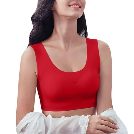 HYSYSB Sports Bras for Women balconette Bras for Women bras No Underwire Full Support compression Bra beauty Back Underwear No Sports Gather Vest Thin Sleep Bra plus Size Sports Bra Red 3XL