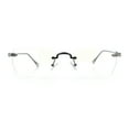 thumbnail image 4 of Rimless Rectangle Celtic Cross Luxury Fashion Blue Light Filter Clear Lens Eyeglasses Gunmetal, 4 of 8