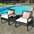 thumbnail image 2 of Costway Ensemble de Mobilier de Terrasse en Rotin 3 Pcs Ensemble Table et Chaises avec Coussins de Siège Jardin, 2 of 10