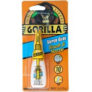 Gorilla Super Glue Brush And Nozzle Dual Option Fast 10 Second Setting Impact Tough 10g Dries Clear, 4-Pack