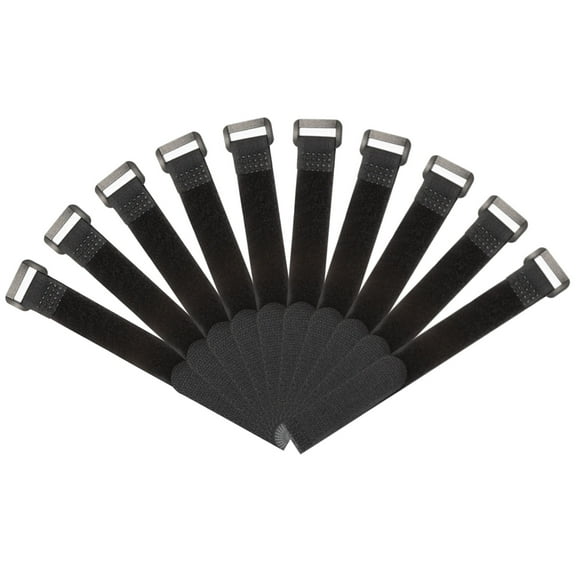 Uxcell Fastening Hook and Loop Cable Tie 9.8x0.7 Inch Reusable with Buckle Wire Strap for Cord Management Black 10Pcs