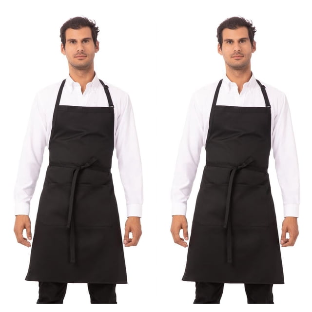 Delantal de Carnicero Chef Works Negro 86x61 cm Ajustable Paquete de 2