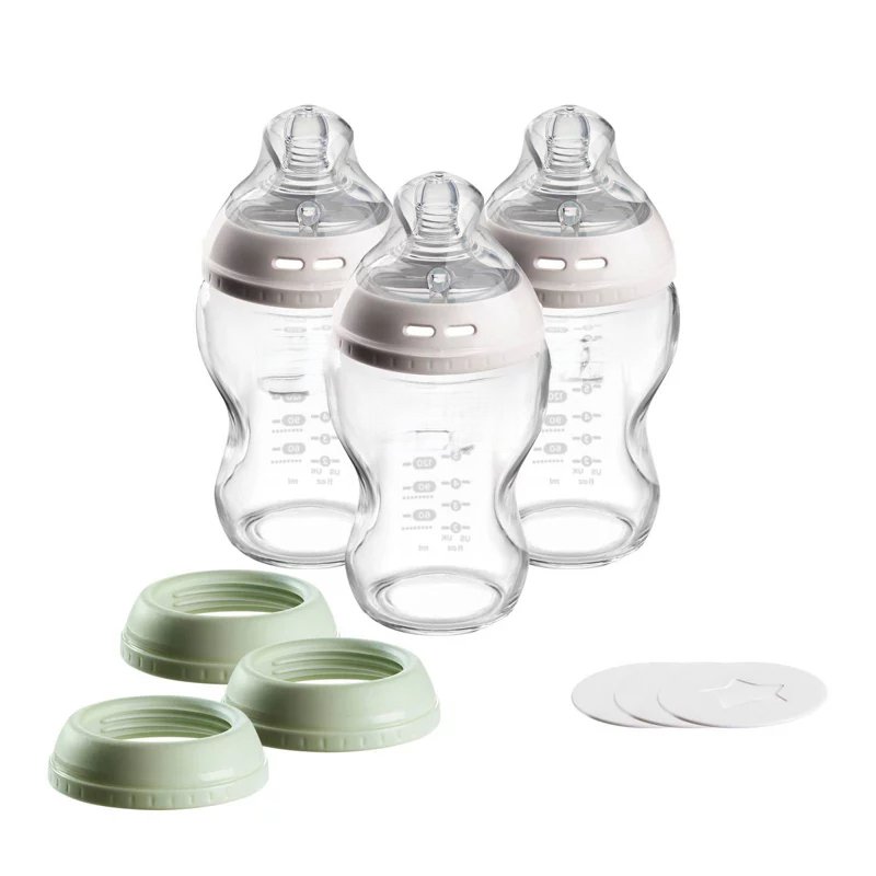 Natural Start 3-in-1 Glass Baby Bottle Kit, 9oz/3pk: Baby Feeding Bottles with Glass Bottles, Infant Feeding Set, Newborn Baby Bottles, Easy-Clean Design for Daily Feeding