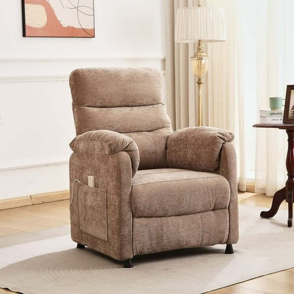 Miniyam Power Recliner Chair in Brown, Full Steel Frame & 7-Zone Support with Wired Memory Remote for Home Theater