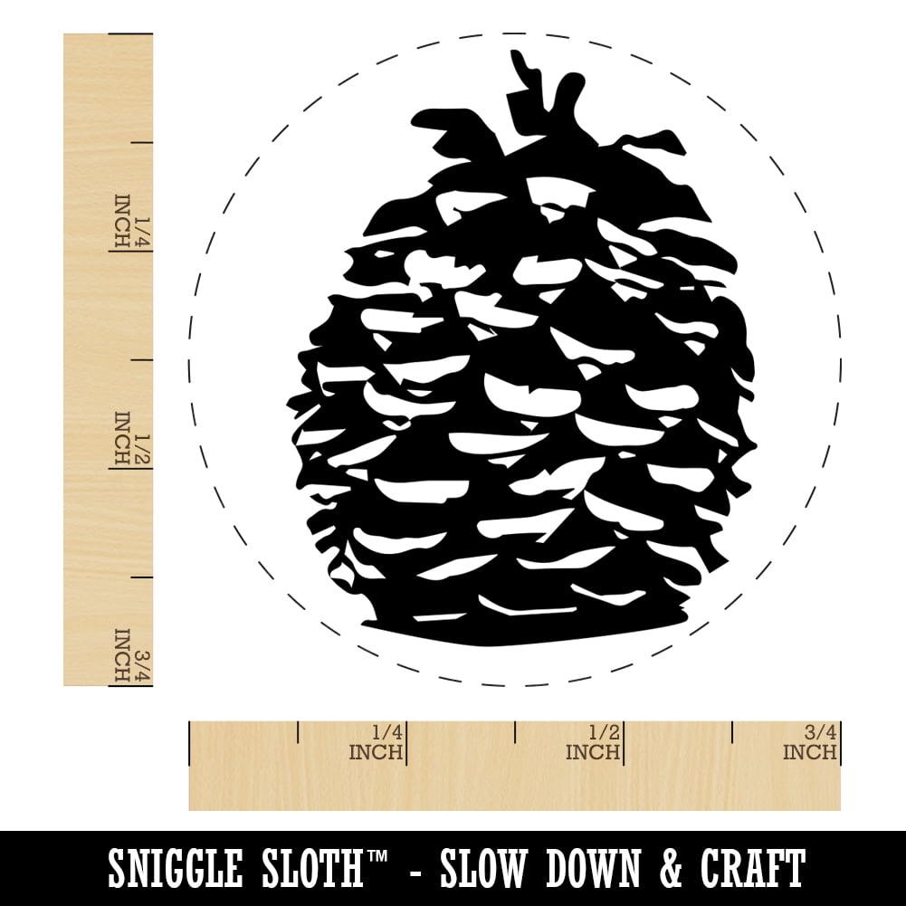 Pinecone Sketch Self-Inking Rubber Stamp Ink Stamper - Brown Ink - Small 3/4 Inch