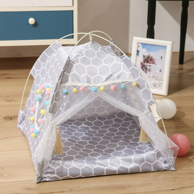 Pet Princess Style Tent With Breathable Windows Door Detachable Washable Kennel Shelter House For Dogs Cats
