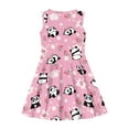 thumbnail image 4 of FOR U DESIGNS Panda Strawberry Sleeveless Summer Dress for Girls Lovely Pink A Line Princess Dresses Outdoor Play Tour Twirly Skater Dress for Teens Kids 3-4, 4 of 6