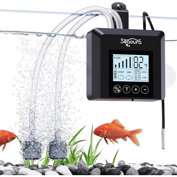 SEAOURA ‌USB Rechargeable Fish Tank Aerator - 2.5W Silent Air Pump for Aquarium & Bait Bucket, Portable Oxygen Pump for Outdoor Fishing/Power Outages‌ (Black)