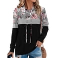 thumbnail image 2 of Sudaderas con capucha Onlypuff Fashion para mujer con estampado floral negro, talla L, 2 of 4