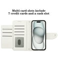 thumbnail image 2 of for iPhone 15 Wallet Case, Elegant Card Holder Cash Slot PU Leather Kickstand Wrist Strap Wallet Shockproof Protective Flip Women Girls Case Cover for iPhone 15, White, 2 of 7