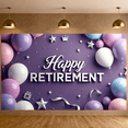 thumbnail image 4 of Purple Themed Happy Retirement Banner Pink Balloon Decorated Retirement Backdrop Silver Stars Glitter Dots Celebration Background for Retiree Celebration Indoor Party Retirement Gathering, 4 of 8