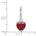 thumbnail image 2 of Argent 925 Zircone Cubique Rouge Foncé Cz Coeur 1/2 Pouce Pendentif Pendentif Charme Amour, 2 of 6