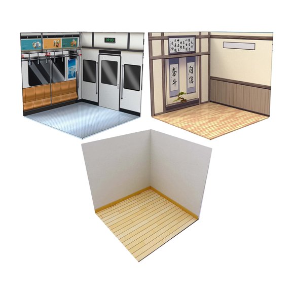 3x 1/12 Escala Telón de fondo Pantalla Almacenamiento Colección Organizador Decoración para muñecas de figuras de acción, 1:12 Mini Car Display Show Metro de Estudio y Moderna Salvador vitrina de fondo