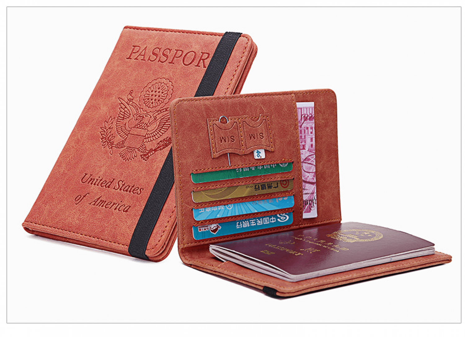 Passport Cover Passport case Leather RFID Blocking Passport Wallet Cover Travel Case for Men Women with ID Window Passport Holder Rosegold Cash Pockets Credit Card Slots 