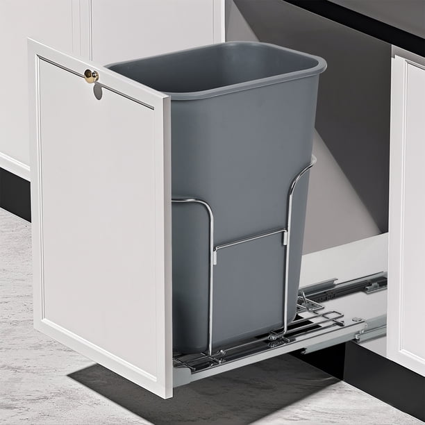 Garvee soporte extraíble para bote de basura bajo gabinete con riel deslizante de acero inoxidable y ajuste adaptable para cocina, bote no incluido