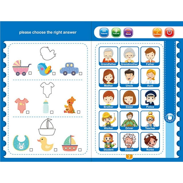 maskred English Learning Machine Electronic Learning Study Book for Kids Pre-school Education Toy Colorful