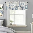 thumbnail image 2 of Curtain Valance for Windows, Vintage Paris Architectural Blue Kitchen Valances Rod Pocket Short Curtains, Modern Abstract Art Window Valance for Bedroom Bathroom Living room 54x18in, 2 of 9
