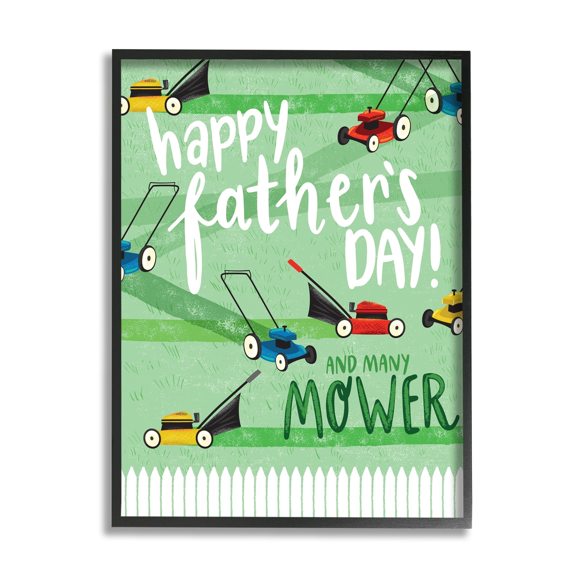 Stupell Industries Happy Father's Day Lawn Mowers Holiday Painting Gray Framed Art Print Wall Art