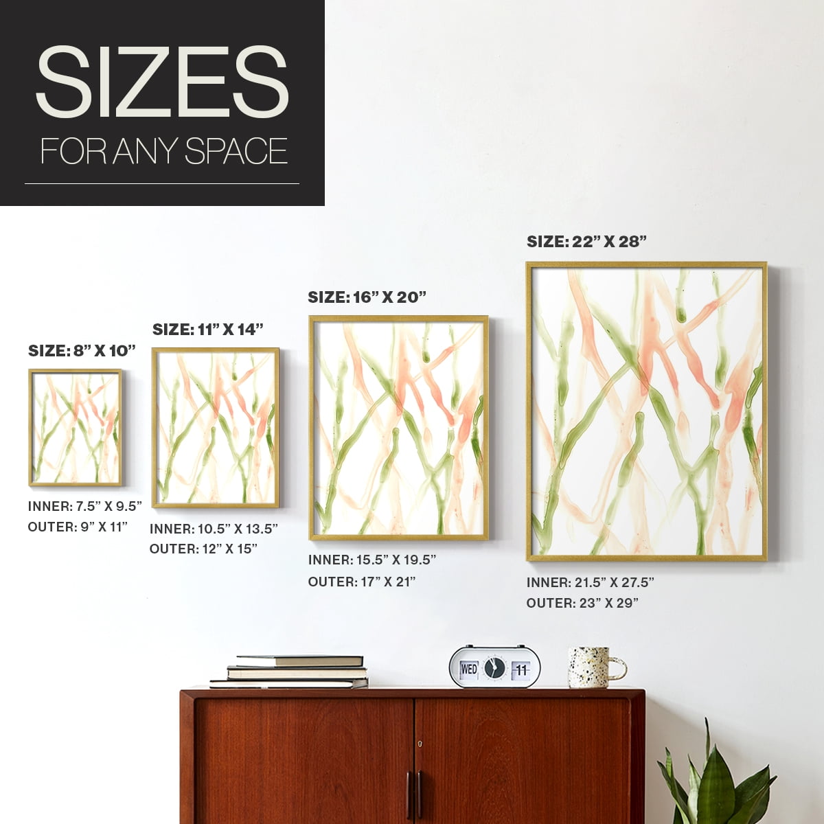 Runnel XIII in Gold Solid Wood 8 x 10 Framed Print