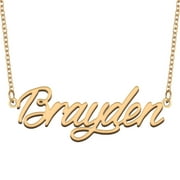 HUAN XUN 18k Gold Brayden Initial Name Necklace Boys Jewelry Valentine Day Gift