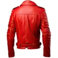 thumbnail image 2 of HIDE CRAFTS Men's Real Leather Motorcycle Jacket, Red, Stylish Racer Design with Zippers, 2 of 3